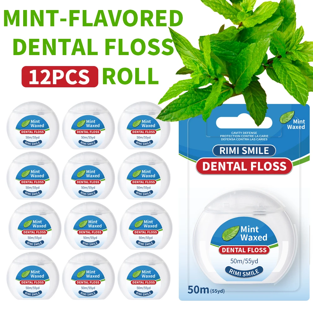 

12 шт. высококачественных мятных зубных нитей в рулонах - портативные ультратонкие мятные зубные нити - освежают дыхание и очищают полость рта - одноразовые