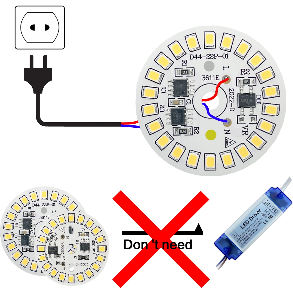 12W 15W 18W bombilla LED SMD luz SMD 2835 placa módulo redondo fuente de luz placa bombilla lámpara AC 220V LED Downlight Chip foco LED