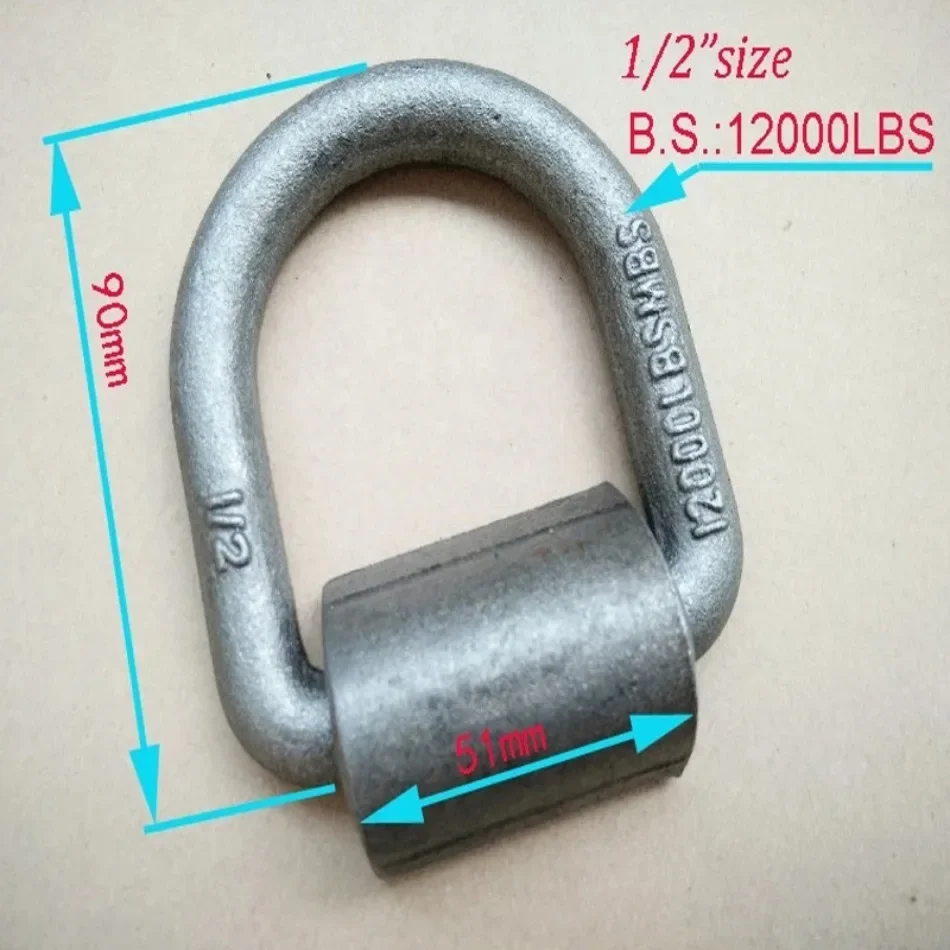 D-RING Weld on Flatbed Truck Trailer Tie Down D Ring Rope Chain Anchor 1/2inch 12000lbs RV Accessories