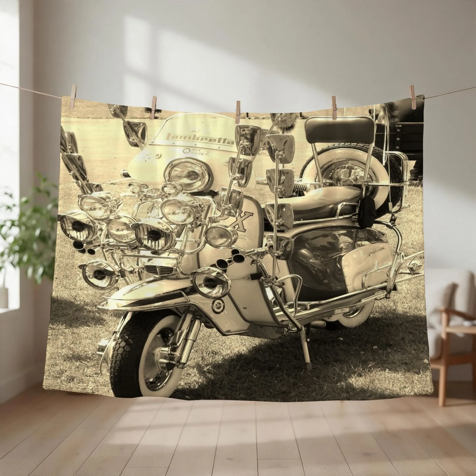 Lambretta Scooter Throw Blanket couch cozy soft plush fuzzy picnic outdoor blanket