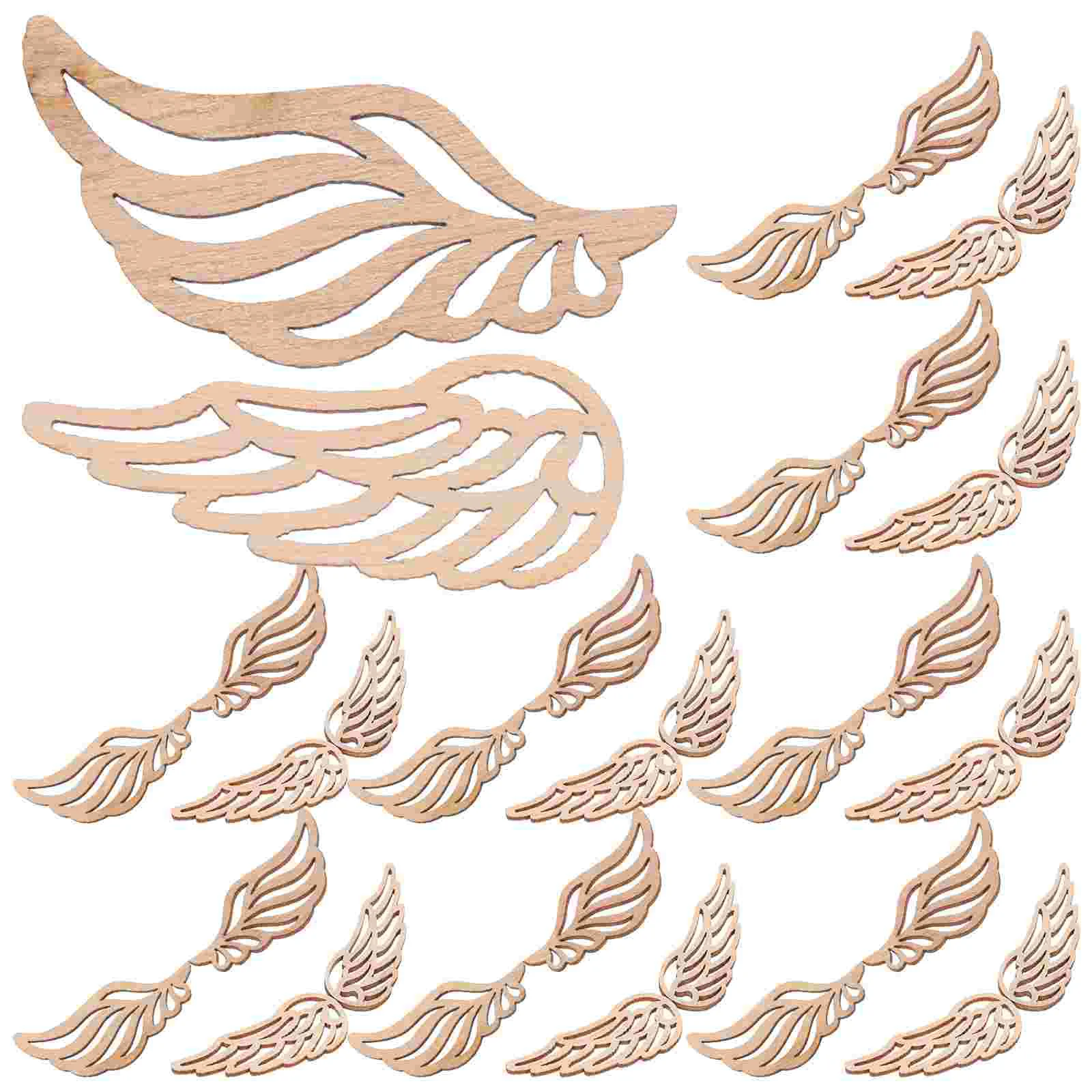 100 Pcs Angel Wings Wood Piece Blank Cutouts Wooden Craft Signage Embellishments Slices