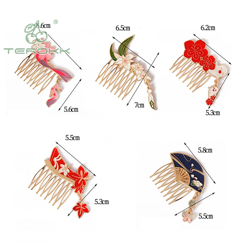 Game Genshin Impact Hairpin Anime Cosplay Props Metal Maple Flower Hair Comb Hairpins For Women Girls Hair Accessories Gift