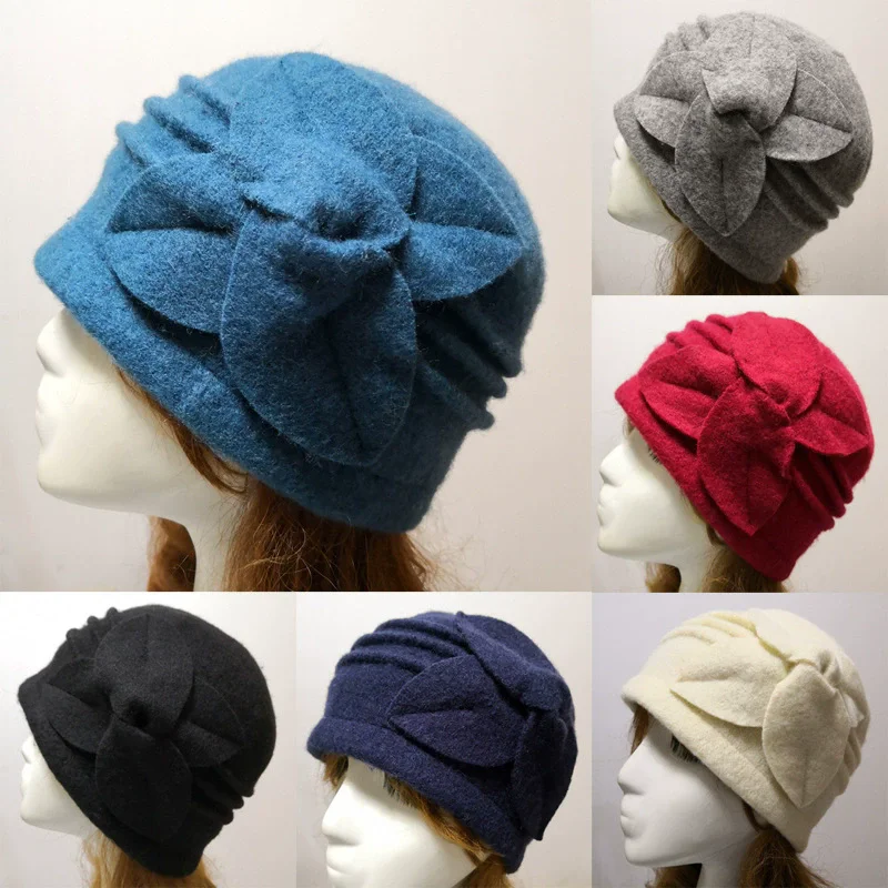 Women's Wool Beanie Winter Hat Ladies Warm Knitted Slouchy Soft Chunky Ribbed Cuffed Cap for Women Girls