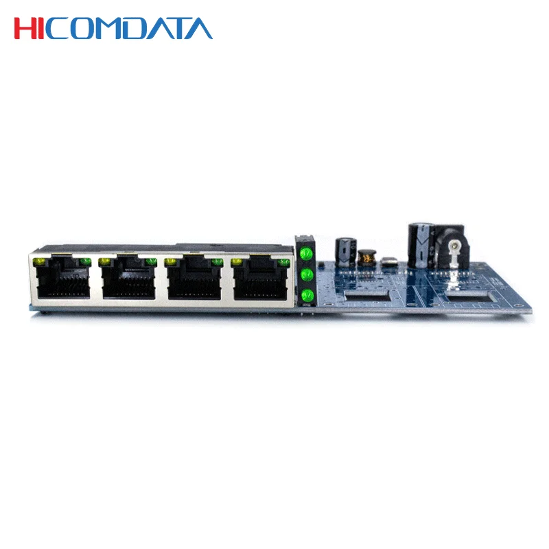 HICOMDATA Poe anahtarı 1000M 4 Port POE 2 Fiber SFP portu Gigabit Fiber anahtarı Ethernet Ip40 48v standart POE anahtarı PCBA savunmak