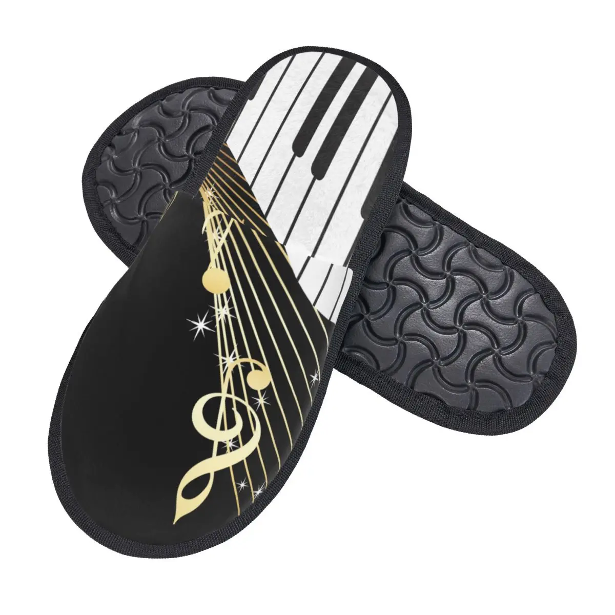 Piano Music Notes Slipper For Women Men Fluffy Winter Warm Slippers Indoor Slippers