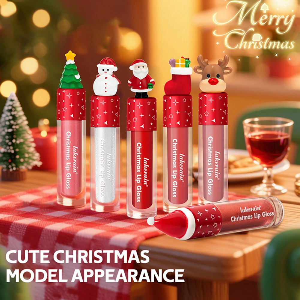 6 contagens/conjunto de maquiagem labial de natal inclui bálsamo labial gloss labial de longa duração à prova d' água presente surpresa cosmética de natal para mulheres