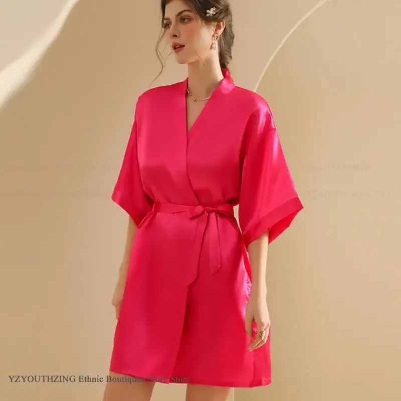 Gaun Jubah Mandi Kimono Wanita Baru Jubah Pernikahan Pengantin Daster Gaun Rias Rumah Musim Semi Musim Panas Pakaian Tidur Satin Kasual Pakaian Santai