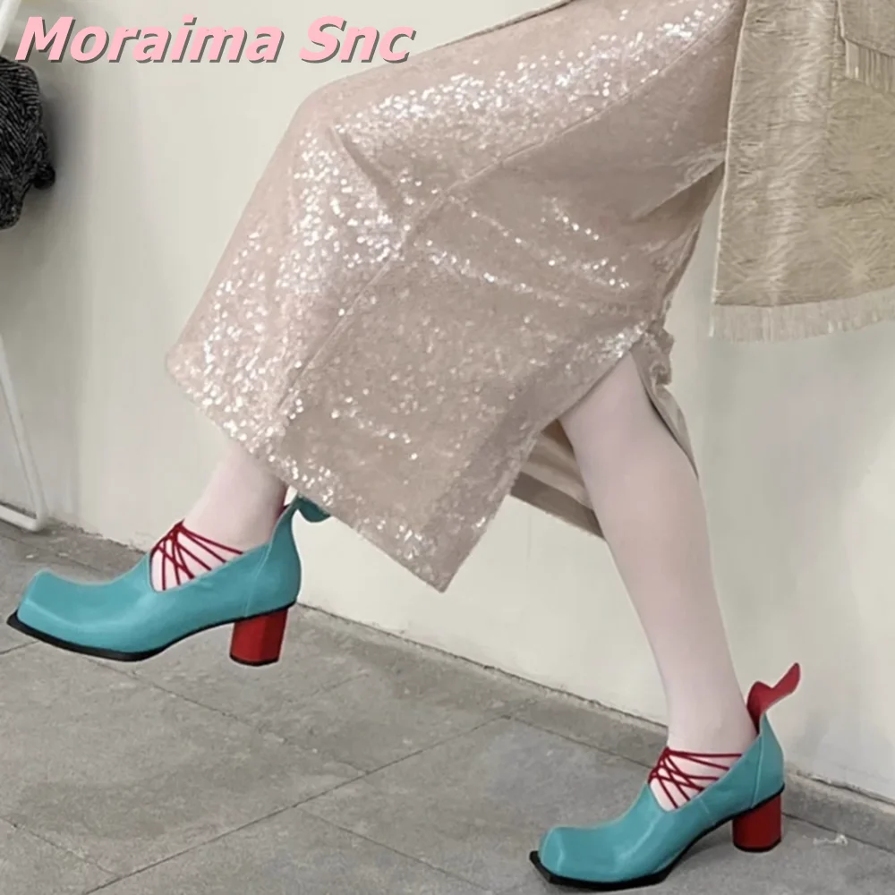 

Unique Square Toe Cross Strap Mary Janes Strange Block Chunky Heel Slip On Fashion Women's Pumps Outdoror Mixed Colors 2026 New