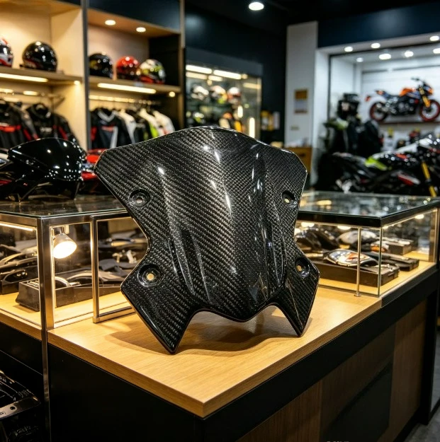 Kohlefaser-Windschutzscheiben-Verkleidungsabdeckung für Kawasaki Z900 2017-2023 - Leichtgewichtiges Glänzendes Carbon