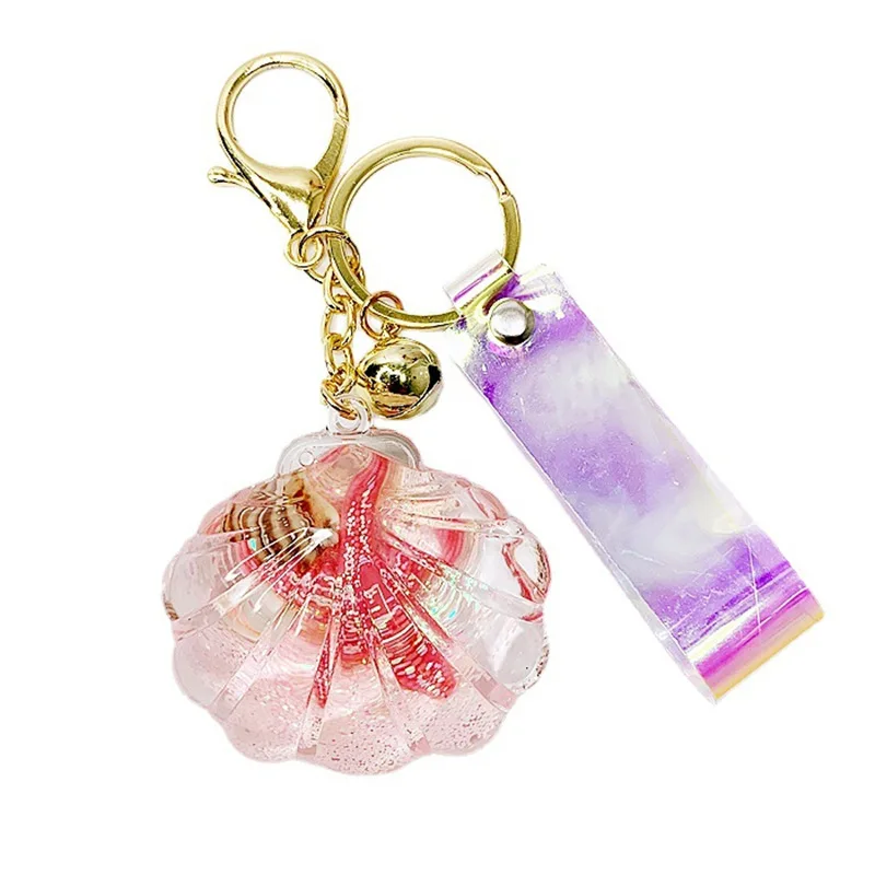 Acrylic Oil-in Marine Life Micro Landscape Keychain Pendant Shell Quicksand Floating Bottle Accessories