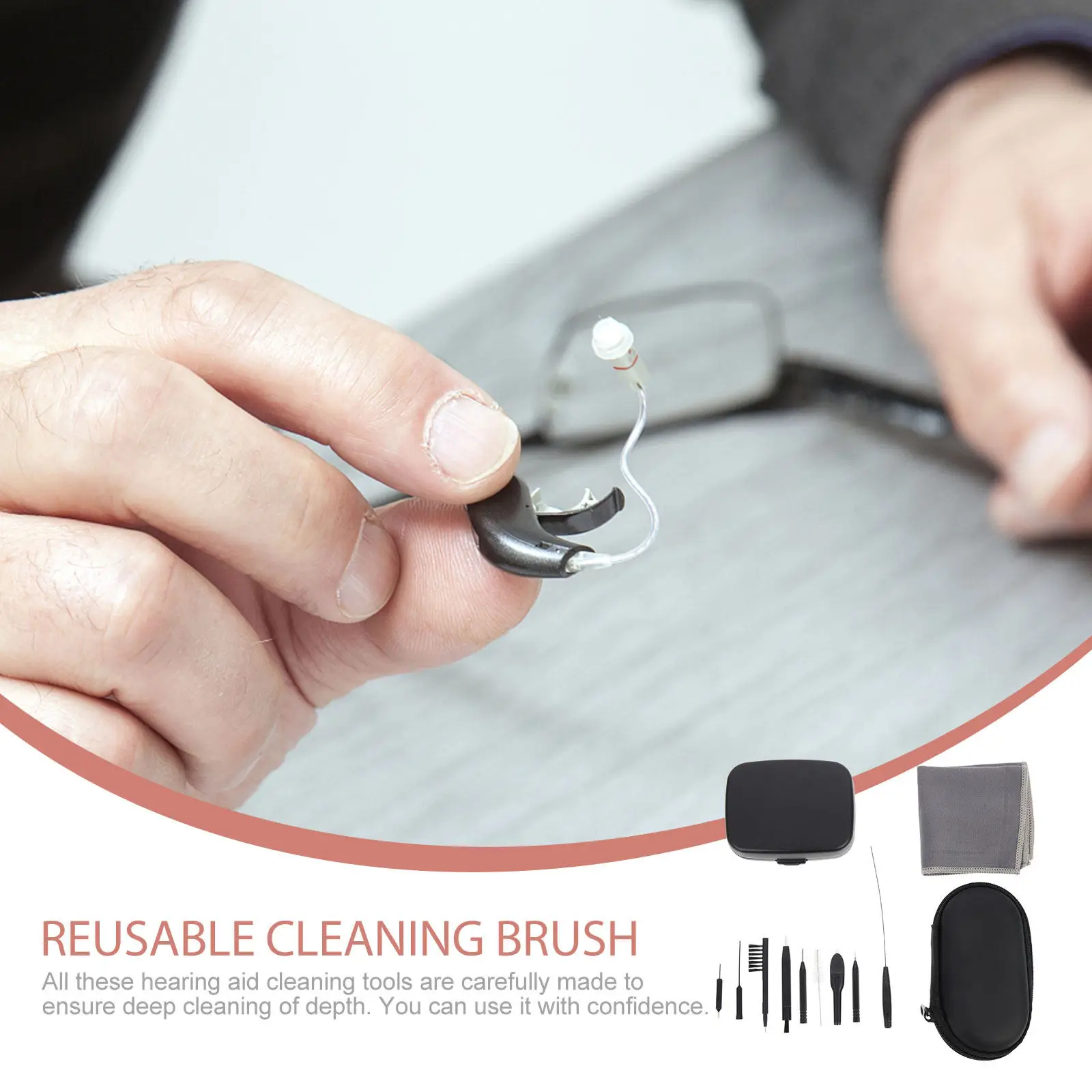 

1Set Hearing Aid Cleaning Tool Set Durable PVC Brush Kit for Deep Cleaning Earwax Removal Portable Compact Hearing Amplifier
