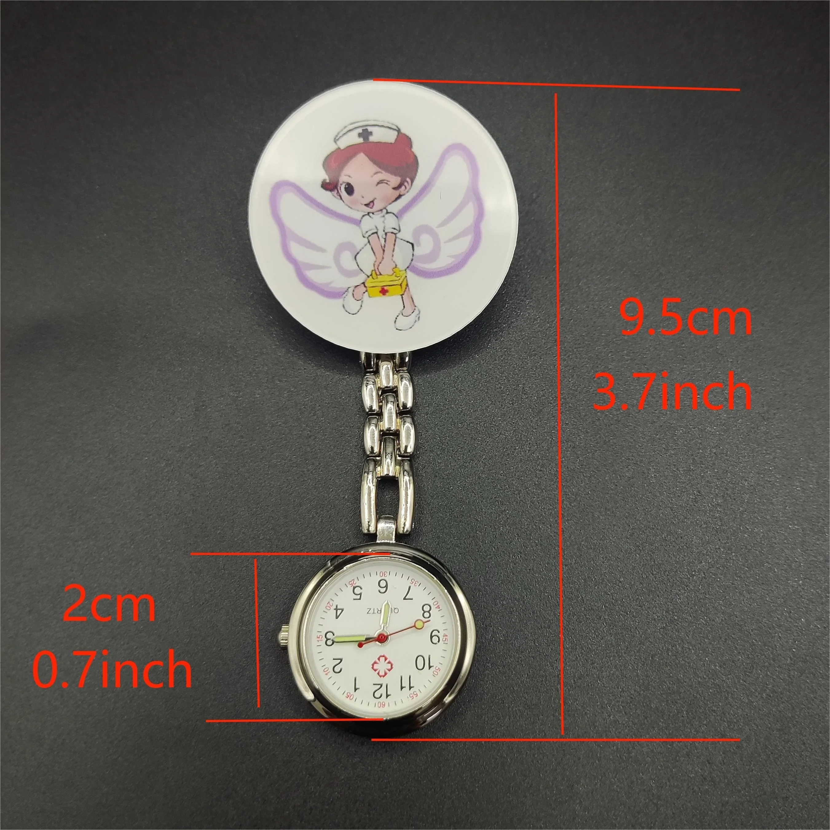 ساعة صدر ممرضة كرتونية ، ساعة ممرضة ، ساعة جيب ، ساعة معلقة ، ملاك طبي ، لطيف ، أنثى ، طالب ، فحص