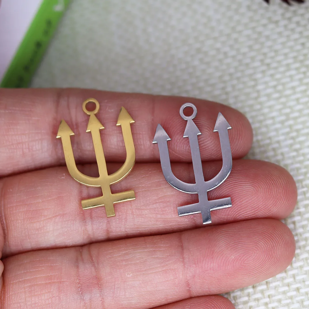 Nedar 2Pcs 17x26mm Greek Poseidon Neptune Trident Spear Charm Cross Sword Pendant Stainless Steel Sea Gift Jewelry Accessories