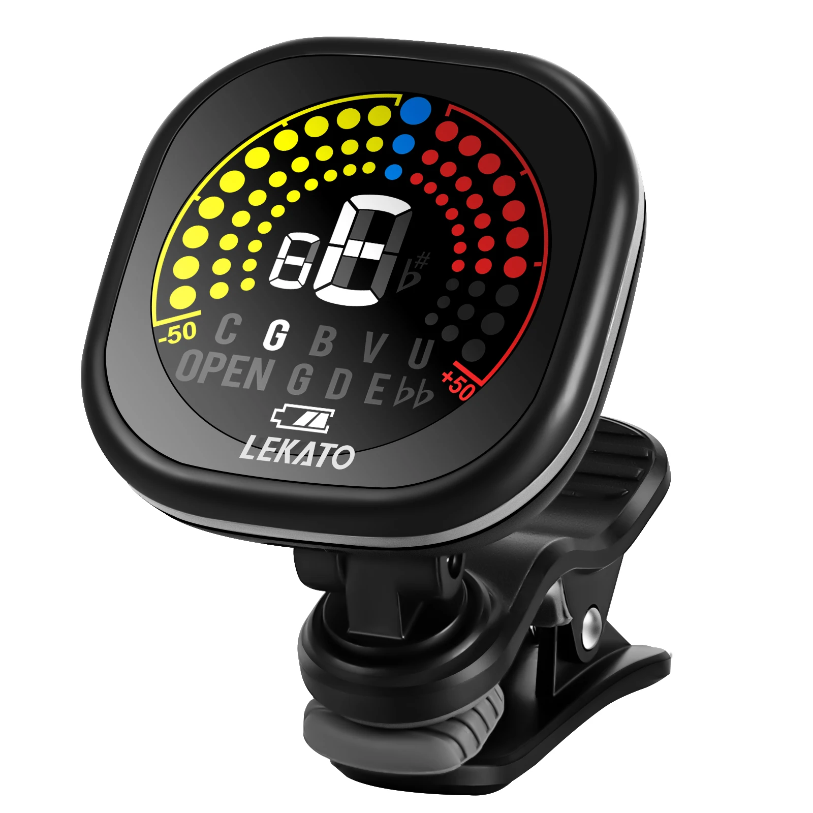 Lekato Guitar Tuner Clip-On and Rechargeable with Led Color Display Chromatic Digital for Violin Ukulele & Tuning Modes Clip On