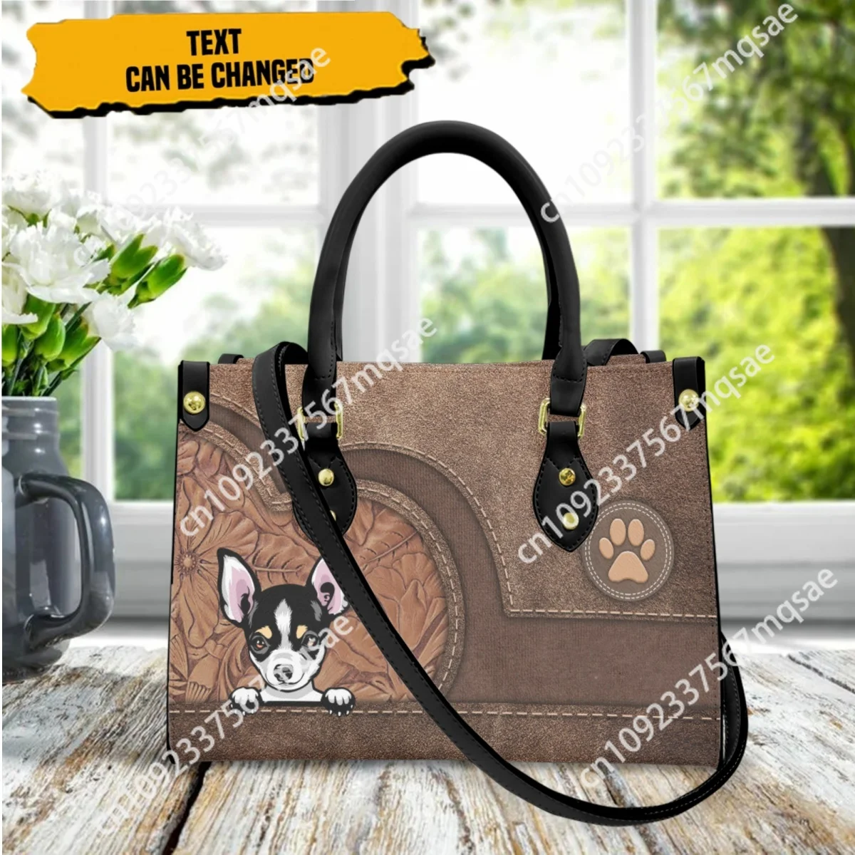 Bolsos de mano personalizados para mujer, diseño Kawaii Chihuahua, bolsos cruzados de cuero de lujo para mujer, bolso grande de hombro Vintage informal para mujer