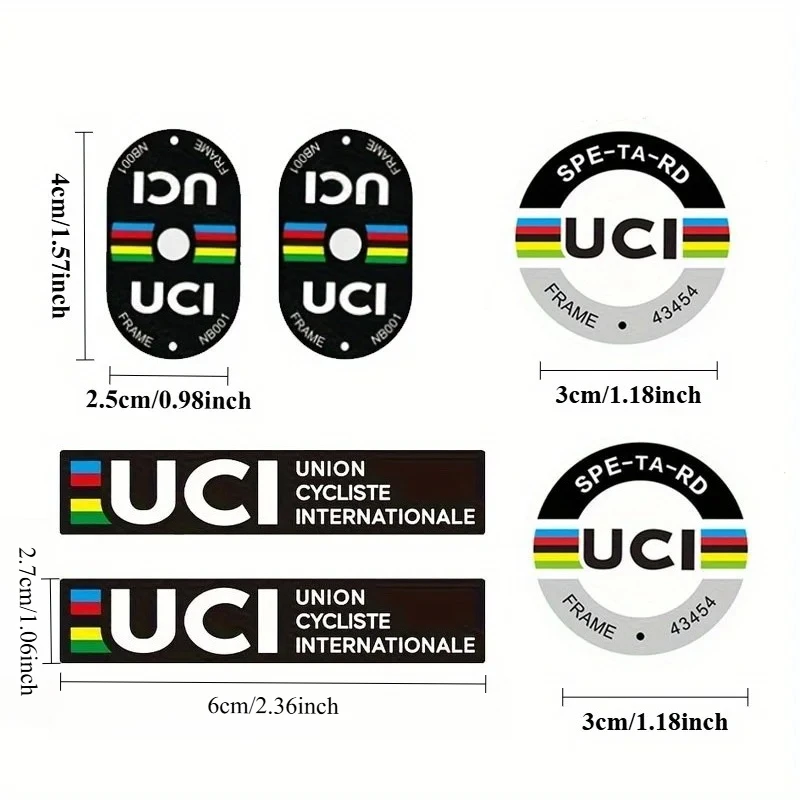 

6pcs UCI Road Bike Valve Ring Stickers Waterproof Sunscreen Resistant Bicycle Decorative Decals per Sheet