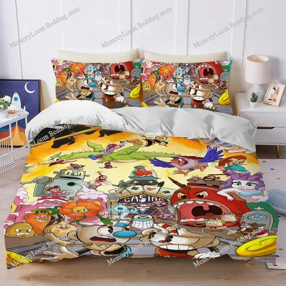 

Classic Game Cuphead Cute Duvet Cover Set Home Style Bedding Soft Laundry Cotton Bed Four Seasons Student Dormitory Luxury Gift9