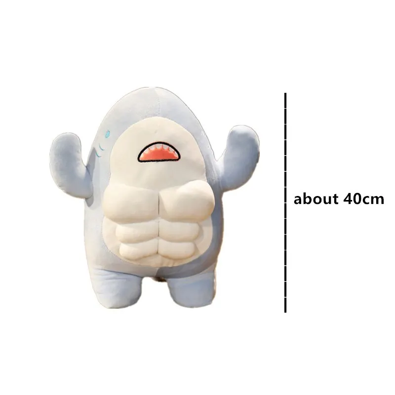 40CM Muscle Shark Plush Doll Cute Worked Out Shark Stuffed Cartoon Toys Strong Animal Pillow For Girl Boyfriend Gifts