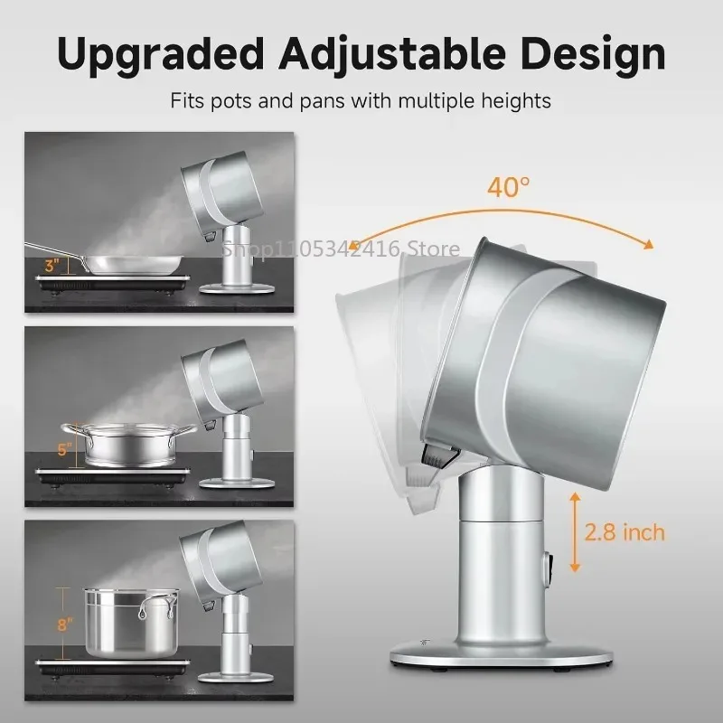 Portable Range Hood 4-Speed Exhaust Fan Large Caliber Aluminum Filter Oil Cup 10 Carbon Cotton Filters For Kitchen Cooking
