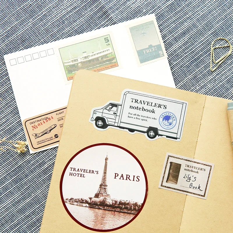 Vintage Series Traveler Stamp Stickers for Midori Traveler\'s Notebook Decoration Retro Stationery Sticker Notebook Accessories