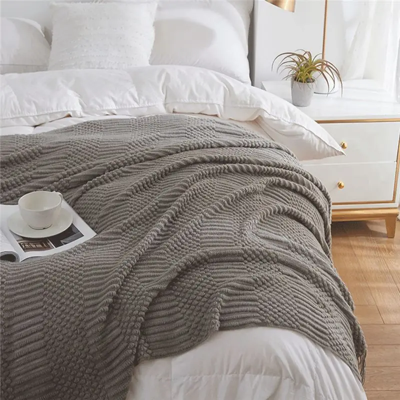 J1UL1N Knitted Throw Blanket For Couch, Bed And Sofa Super Soft Blanket With Tassels Cosy Home Decor Durable Easy To Use Yellow