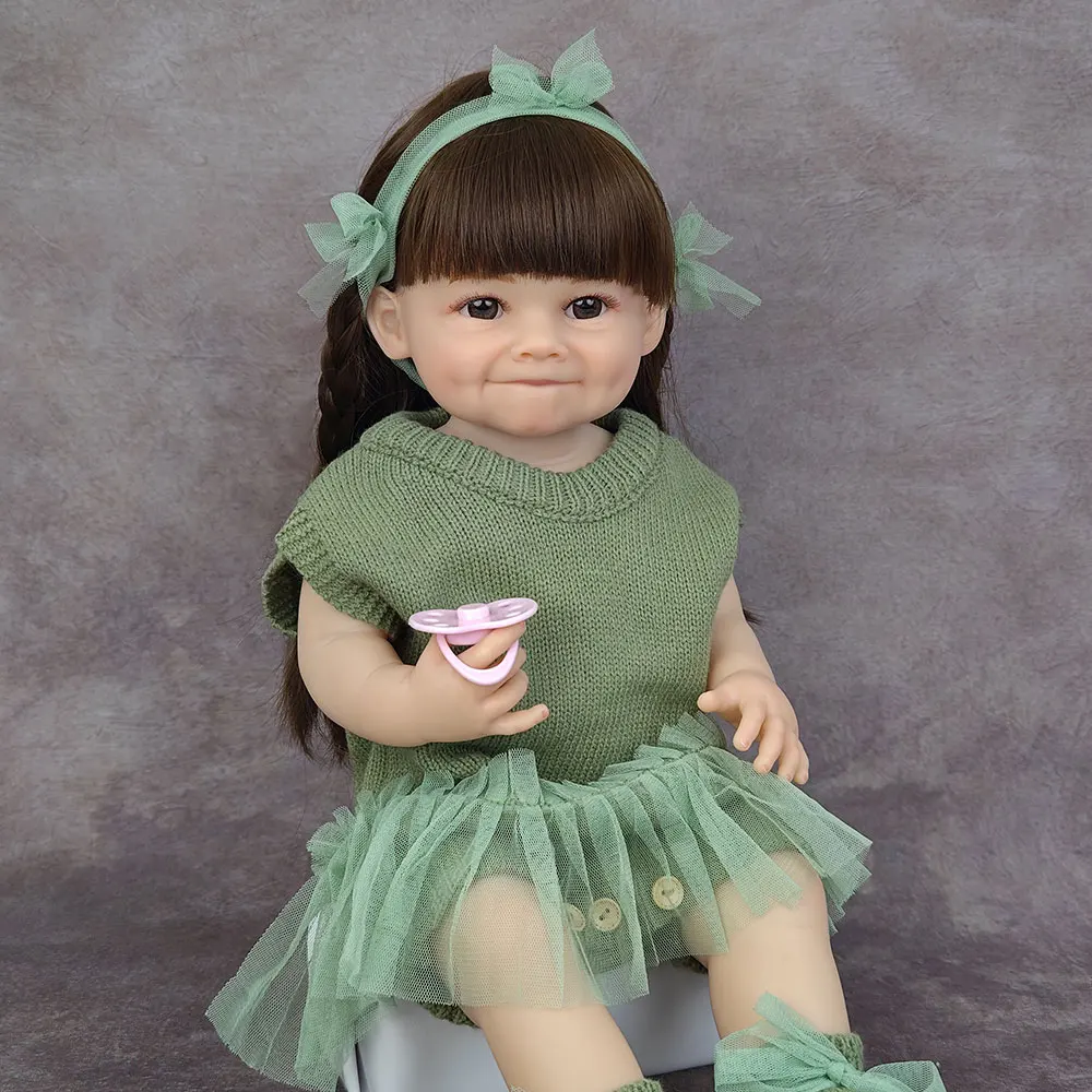 

55CM 22Inch Reborn Baby Lifelike Girl Doll Full Soft Vinyl Body Bathable Sleeping Accompany Birthday Gift for Children Toddler