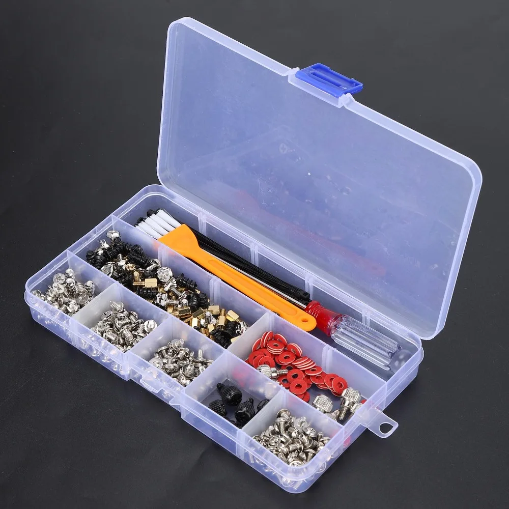 330PCS Black Computer Screws Kit Carbon Steel Brass Standoffs Standoffs Assortment Kit with Washers PC Case Screws Set