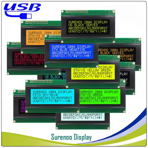 Surenoo LCD2USB USB 204 20X4 2004 Character LCD Module Display Screen Panel sutible LCD Smartie &amp; AIDA64 for DIY PC