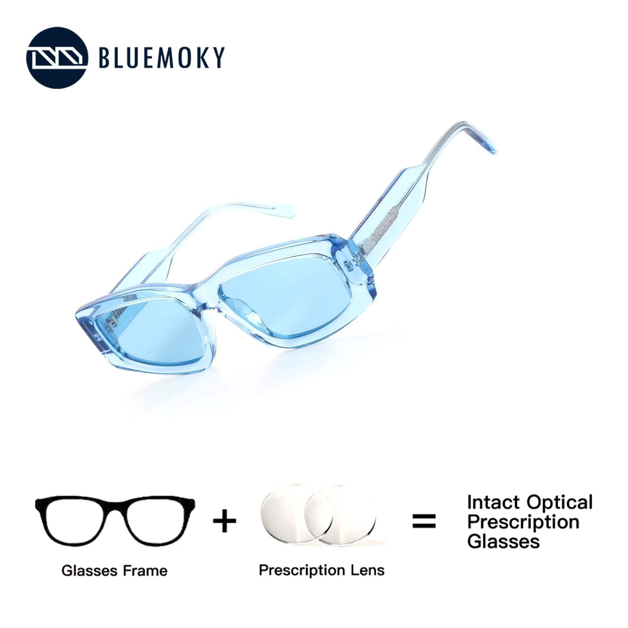 BLUEMOKY M Size Rectangle Prescription Sunglasses Men Polarized UV400 Acetate Optical Corrective Women's Glasses