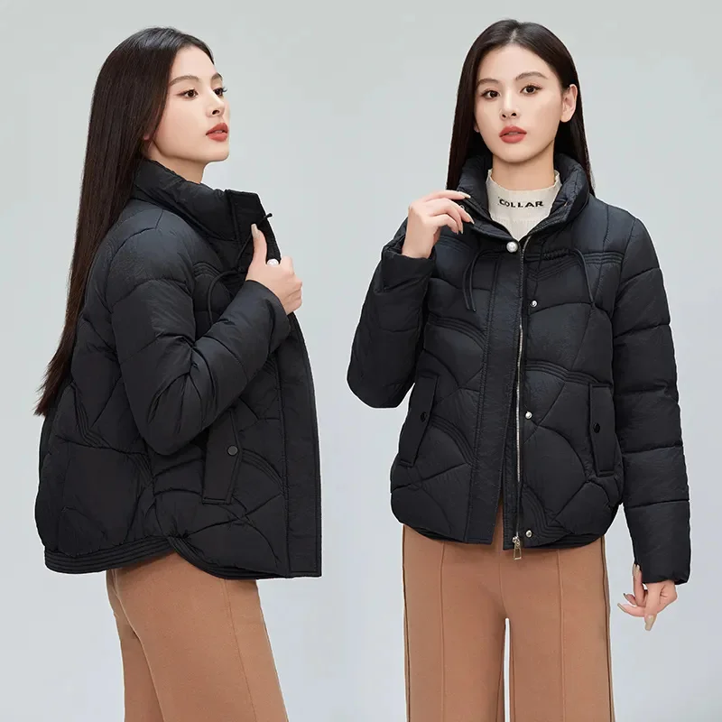 Down Cotton Coat Women Fashion China Wind Parkas Winter New Warm Cotton Padded Jacket Short Outerwear Large Size Ladies Overcoat