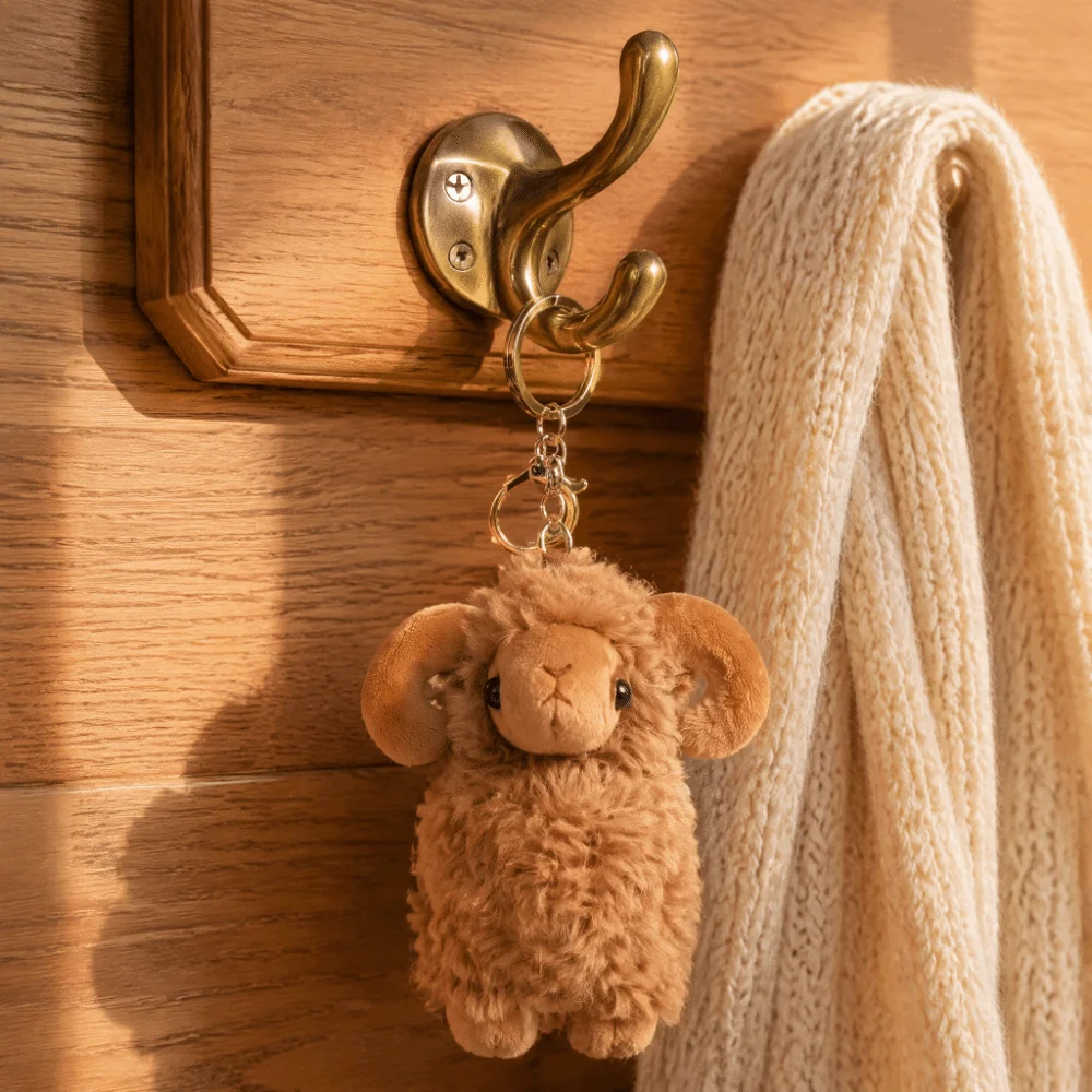 Novelty Fluffy Sheep Pendant Curly Wool Soft Plush Keychain Cartoon Creative Bag Charm School