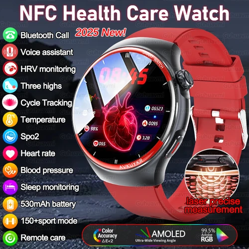 Reloj inteligente con detección láser de cristal de zafiro para hombres, frecuencia cardíaca precisa, presión arterial, más de 150 llamadas Bluetooth deportivas, reloj inteligente NFC