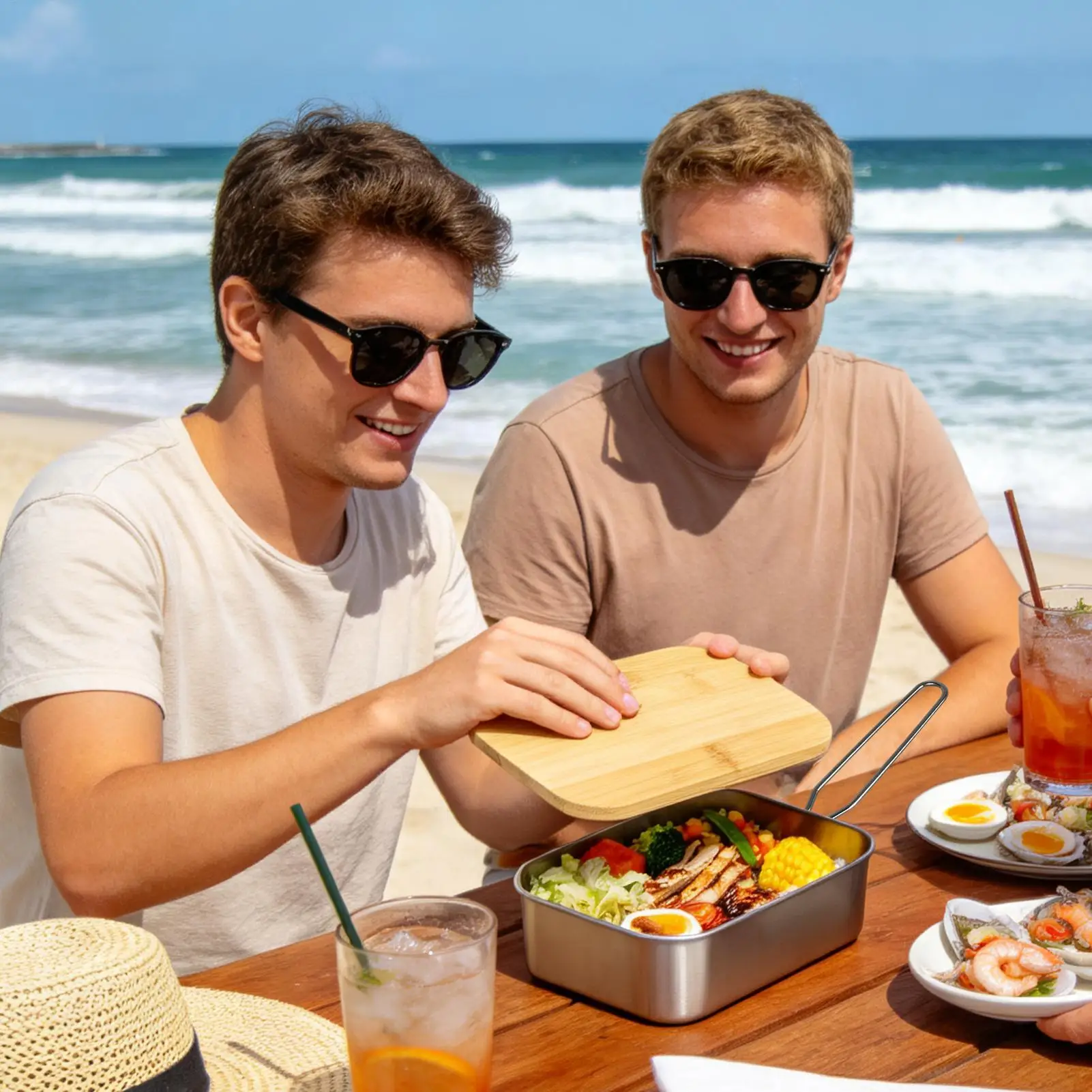 Lunch Box For Men Stainless Steel Foldable Handle Portable Leakproof Storage Meal Prep Stainless Steel Lunch Box For Outdoor