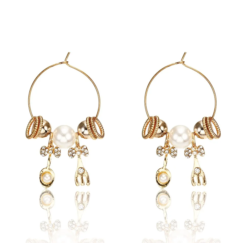 Fashion earrings women, spoon fork pendant earrings 2018 new earrings, popular accessories, one piece of accessories