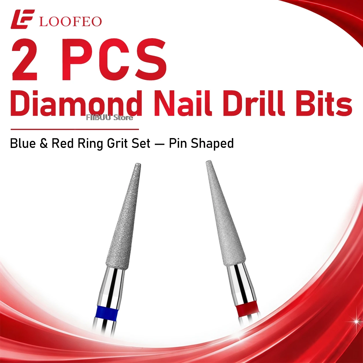 Medium Fine Grit Diamond Nail Drill Bit Set 2pcs E-File Bits Nail File Milling Cutter for Manicure Pedicure Cuticle Burrs Remove