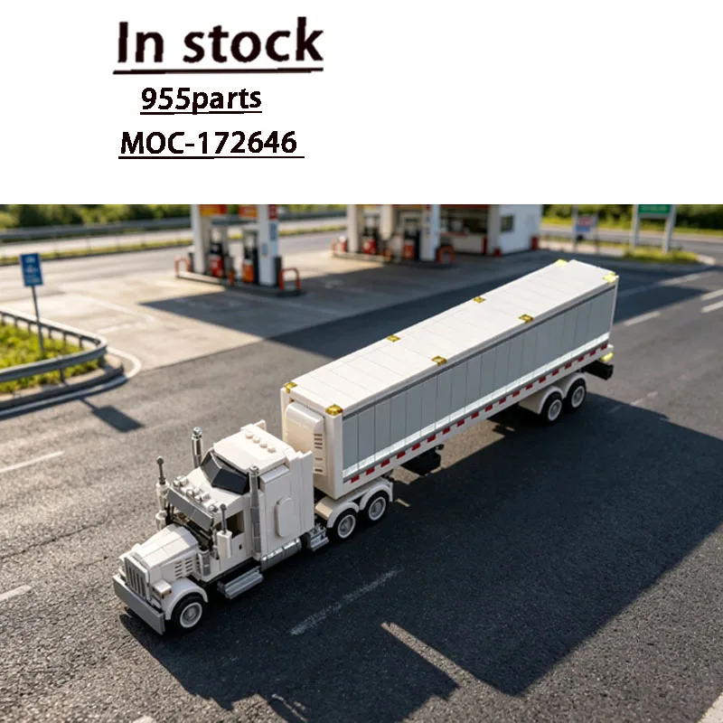 MOC-172646W900 Semi Truck with Trailer Building Block Model• 955 PartsMOC Creative Boy Kids Birthday Building Blocks Toy Gift