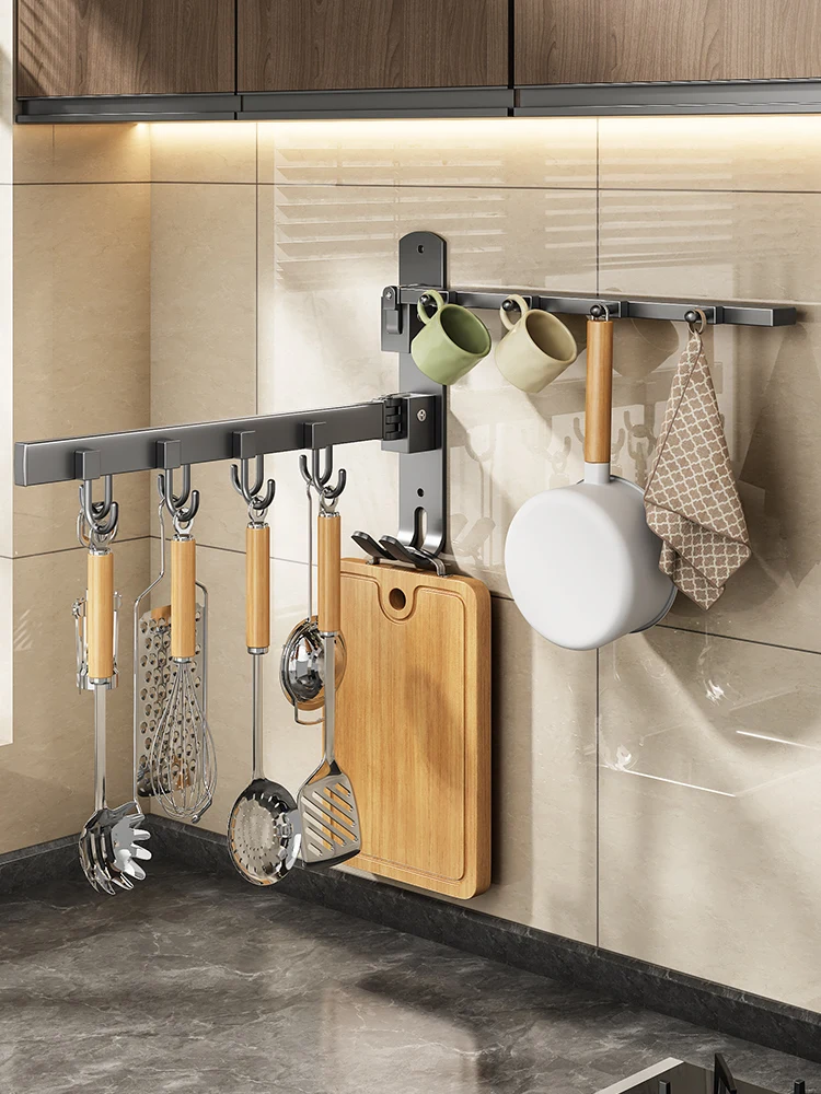 *Kitchen hook non-punching multi-functional folding rotating row hook wall hanging rack