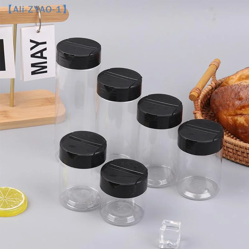 【ZYAO-1】5/6 PCS Durable Plastic Seasoning Jar Portable Salt Cellar Empty Pepper Shaker Double Flip-Top Transparent Seasoning Jar