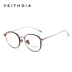 VEITHDIA Brand Designer Titanium Frame Retro round Vintage Myopia Glasses Fashion Optical Eyewear for Men And Women F9918