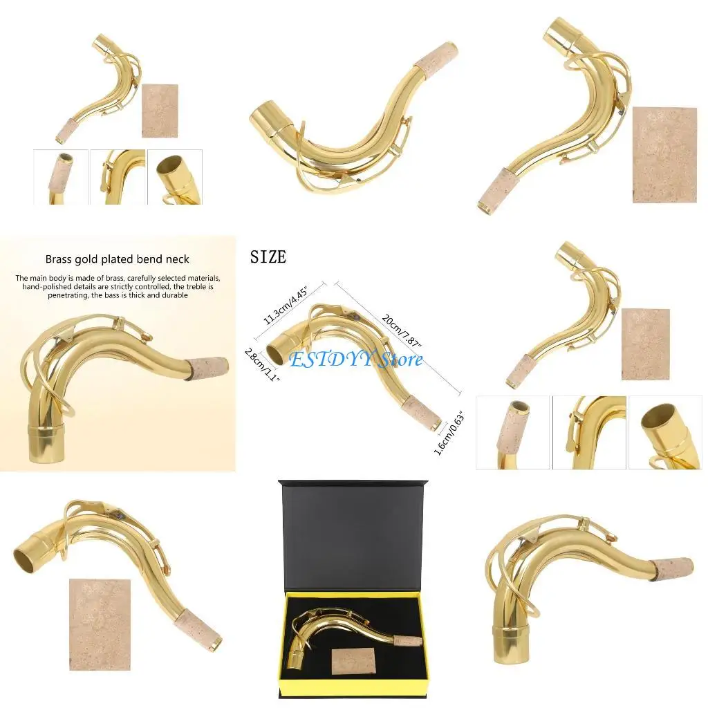 

G6DE Gold Plated Saxophone Bend Neck with Soft Cork for Performers and Learners