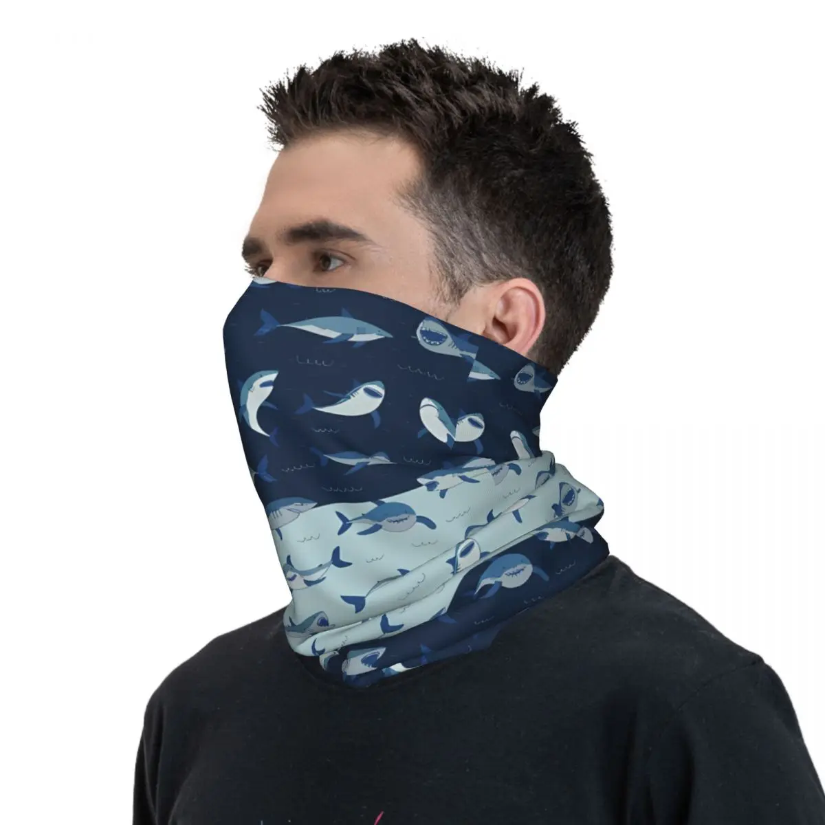 Blue Shark dünne Bandana Hals Gamasche Wrap Schal Stirnband Hals abdeckung