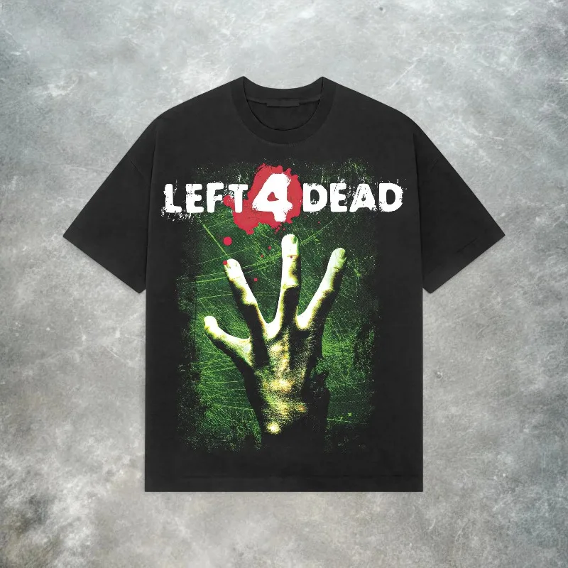 Y2K Left 4 Dead Valve Video Game Retro T Shirt Funny Women Men Cotton Tee Casual Summer Oversized O-Neck Novelty Streetwear Top