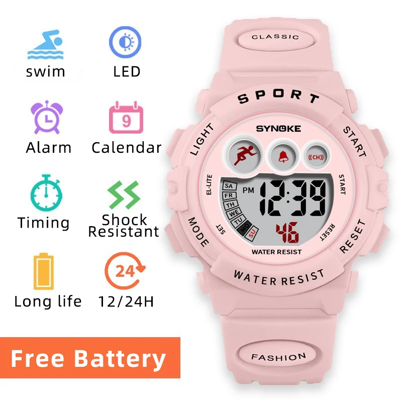 Jam LED Digital anak, jam tangan elektronik, jam tangan Digital anti air untuk anak laki-laki dan perempuan