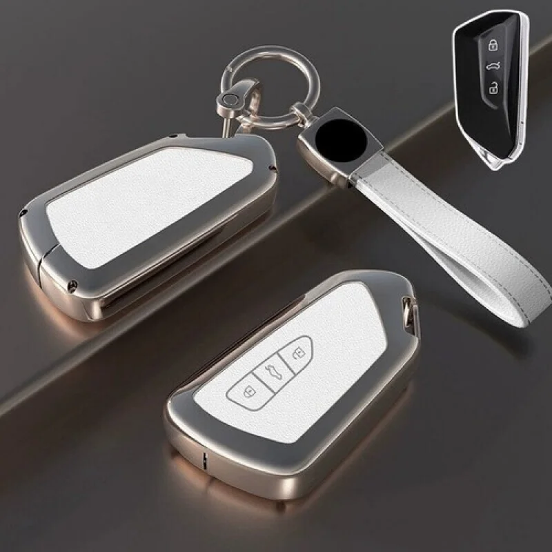 A + غطاء حافظة مفاتيح السيارة من الجلد من سبائك الزنك لسيارة VW Golf 8 Mk8 ID.3 ID.4 Octavia GTD #3