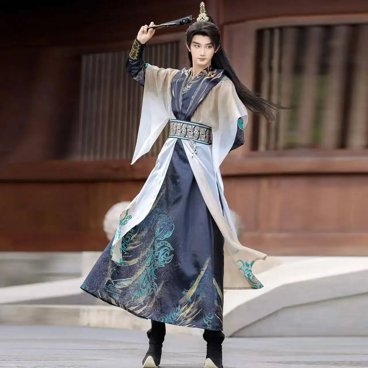 

Wuxia Martial Hanfu Men's Traditional Chinese Bronze Elements Clothing Young Master Cosplay Costume Han Suits Original Design