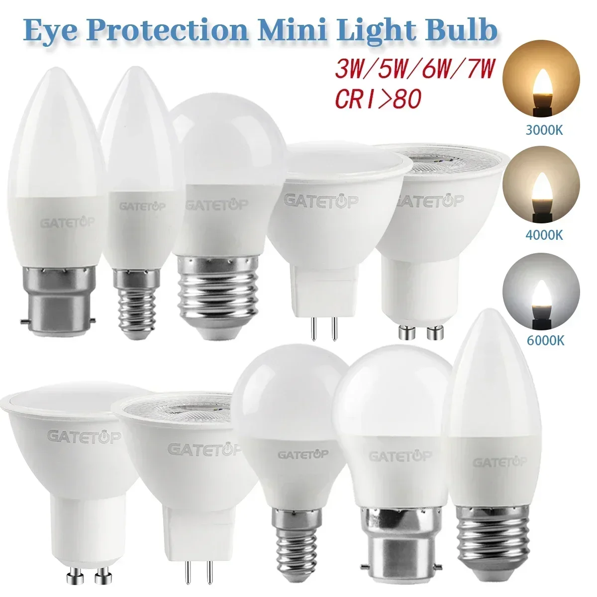 

10pcs Hight Lumen Mini Led Bulb GU10 GU5.3 Spot Light Lamps E27 B22 E14 Base No Flicker AC 220V 120V Lampada for Home Room