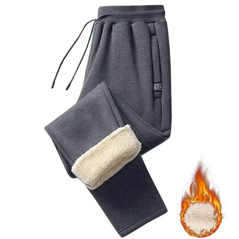 Thickened Fleece Autumn Winter Women's Casual Long Pants Loose Lamb Velvet Cuffed Sports Pants High Waist Straight Leg Trousers