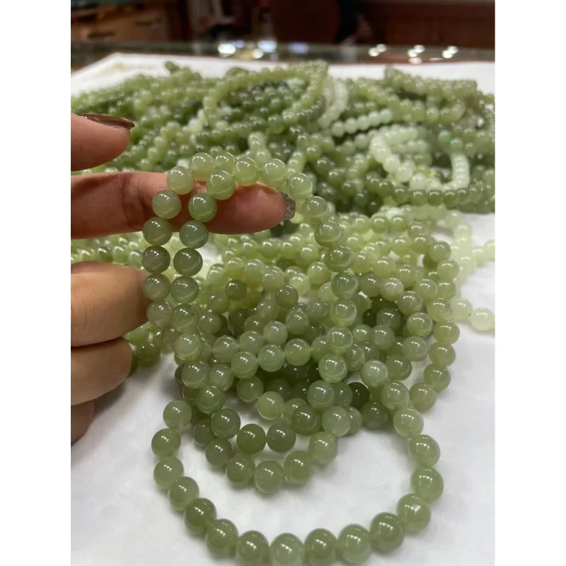 Hetian Jade Qinghai Material Ball Sunny Color 8mm Bracelet