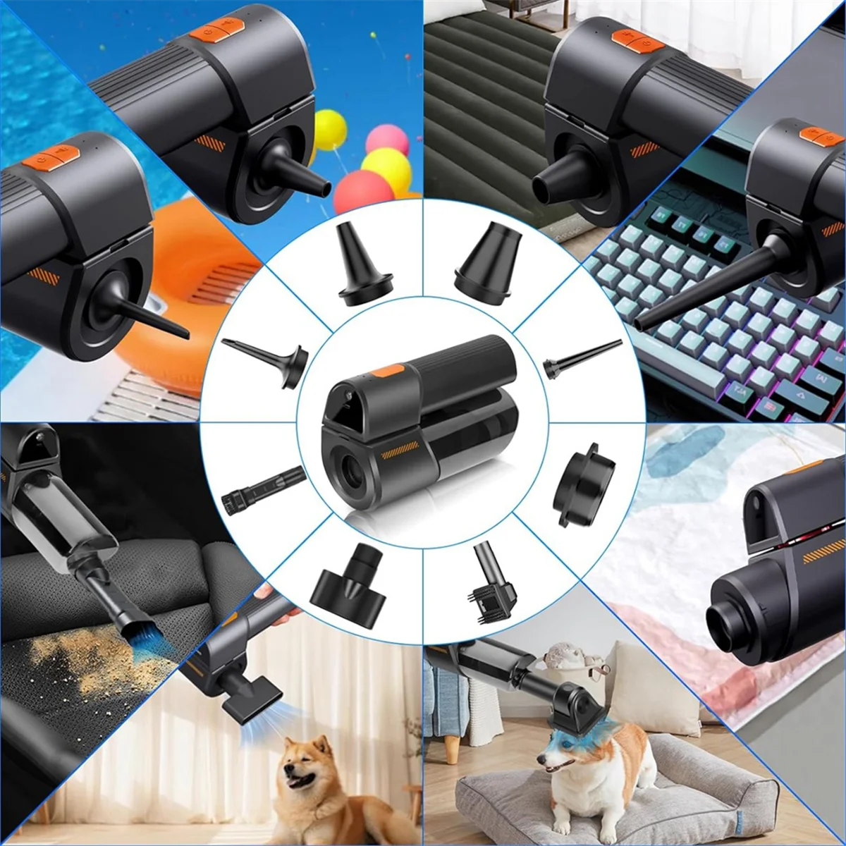 مكنسة كهربائية للسيارة عالية الطاقة 20000PA 3 سرعات قابلة للتعديل محرك بدون فرشاة مكنسة كهربائية صغيرة محمولة لاسلكية 180 ° قابلة للطي