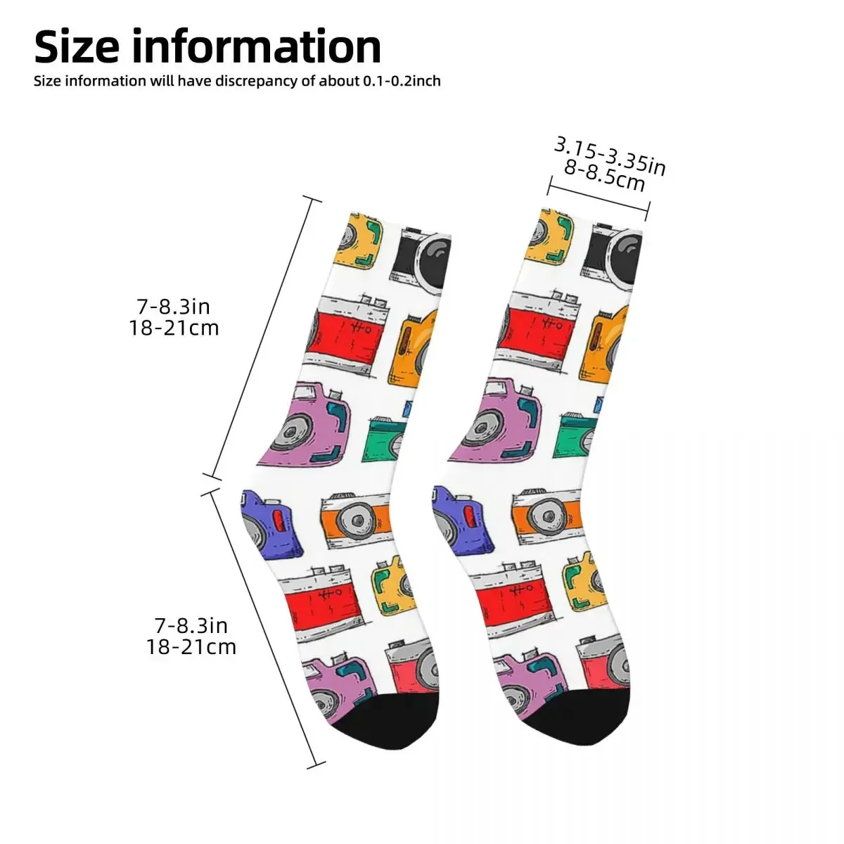 Retro Camera Socks Harajuku Sweat Absorbing Stockings All Season Long Socks Accessories for Man's Woman's Gifts